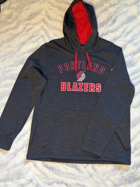 NBA Portland Hoodie in Black and Red with Team Lettering